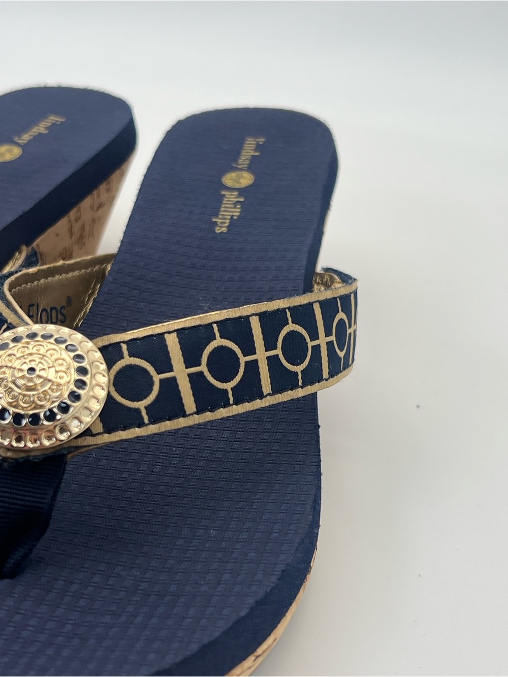 NWT! Lindsay Phillips Yoga Lynne Platform Wedge Sandal NAvy SIze 7 - Picture 4 of 10